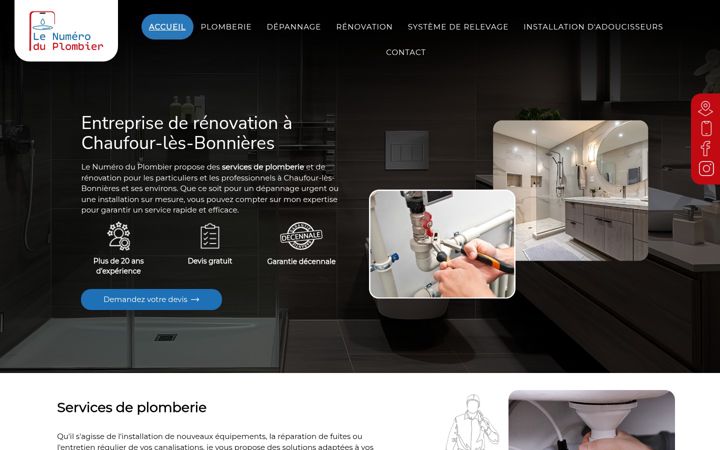 Screenshot of lenumeroduplombier.fr