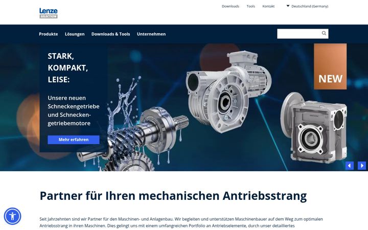 Screenshot of lenze-selection.com