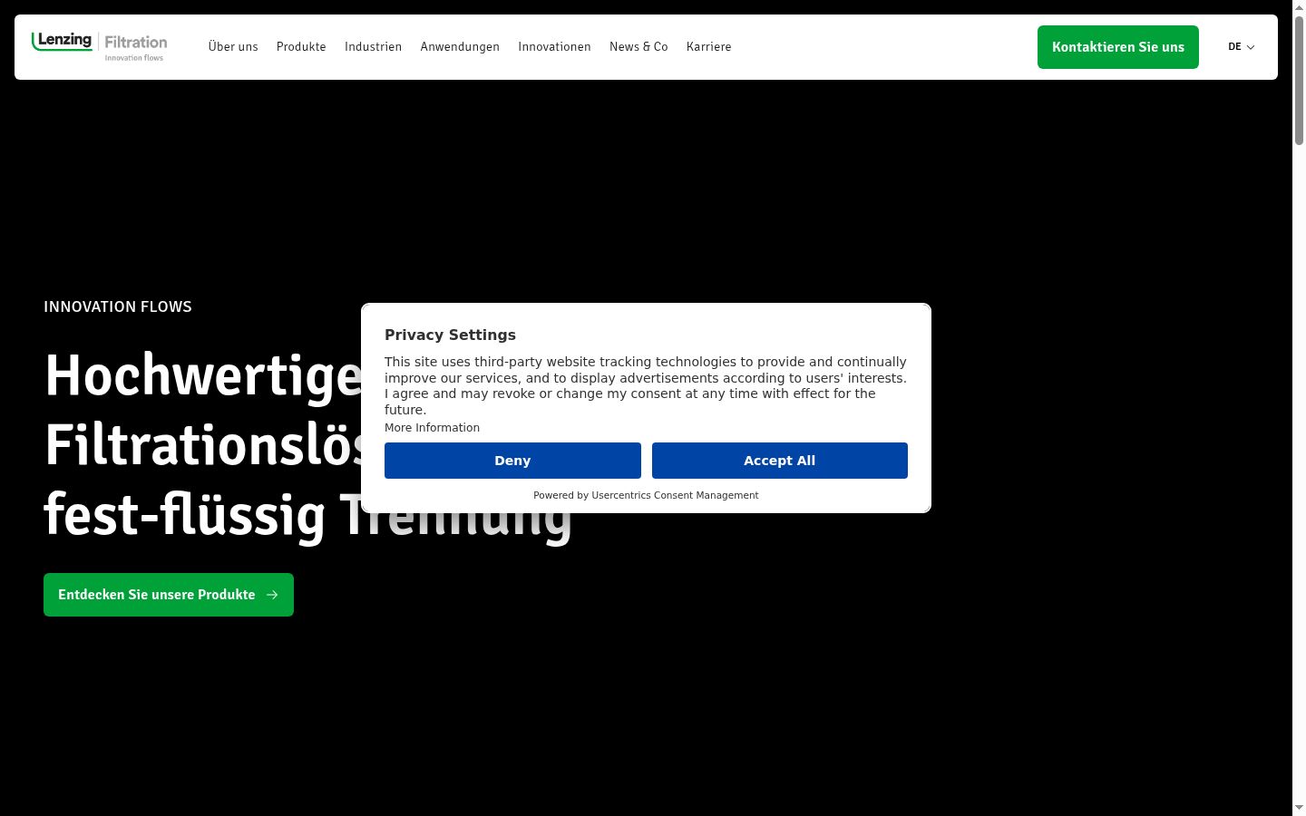 Skjermbilde av samtykkebanneret slik det vises før noen interaksjon