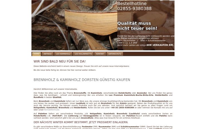 Screenshot of leo-kaminholz.de