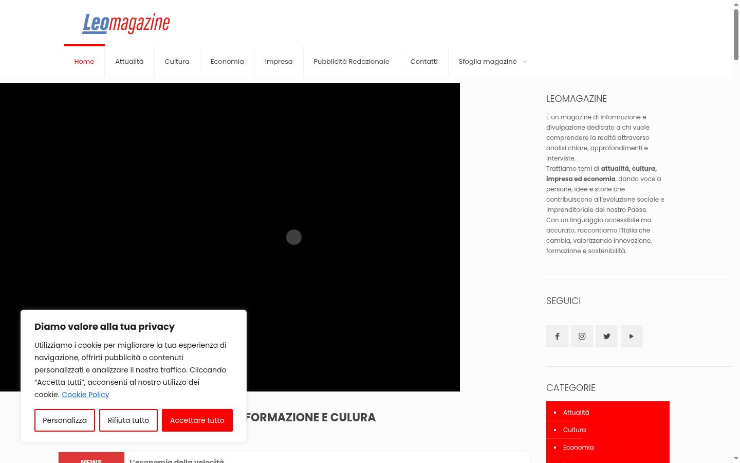 Captura de ecrã do banner de consentimento apresentado antes de qualquer interação