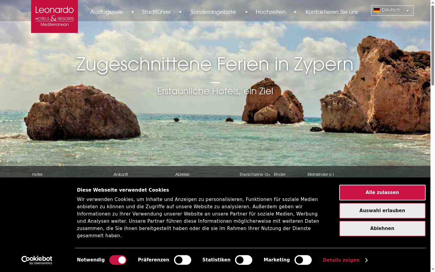 Screenshot del banner di consenso mostrato prima di qualsiasi interazione