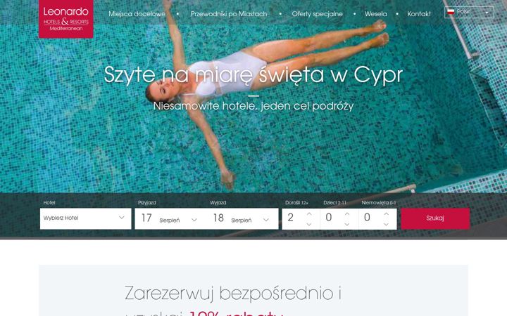 Screenshot of leonardo-hotels-cyprus.pl