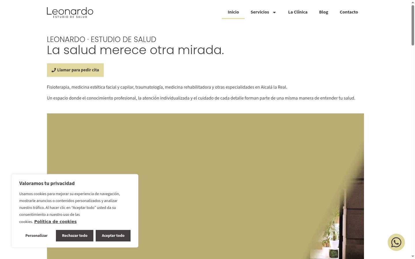 Captura de pantalla del banner de consentimiento mostrado antes de cualquier interacción