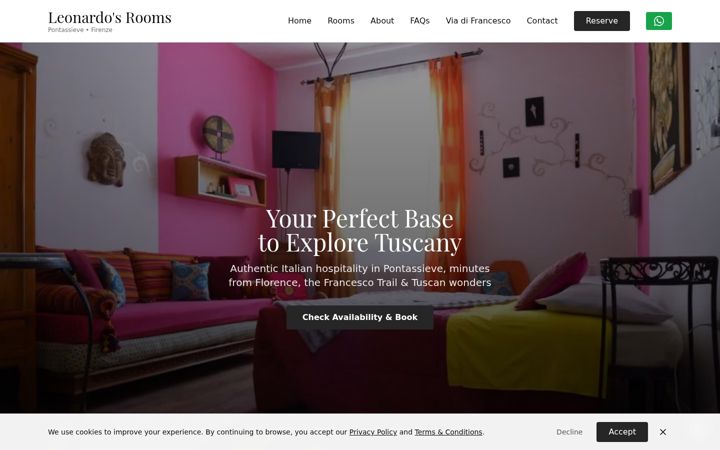 Screenshot of leonardosrooms.com
