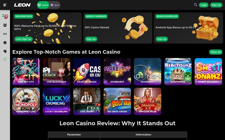Screenshot of leoncasino-play.uk