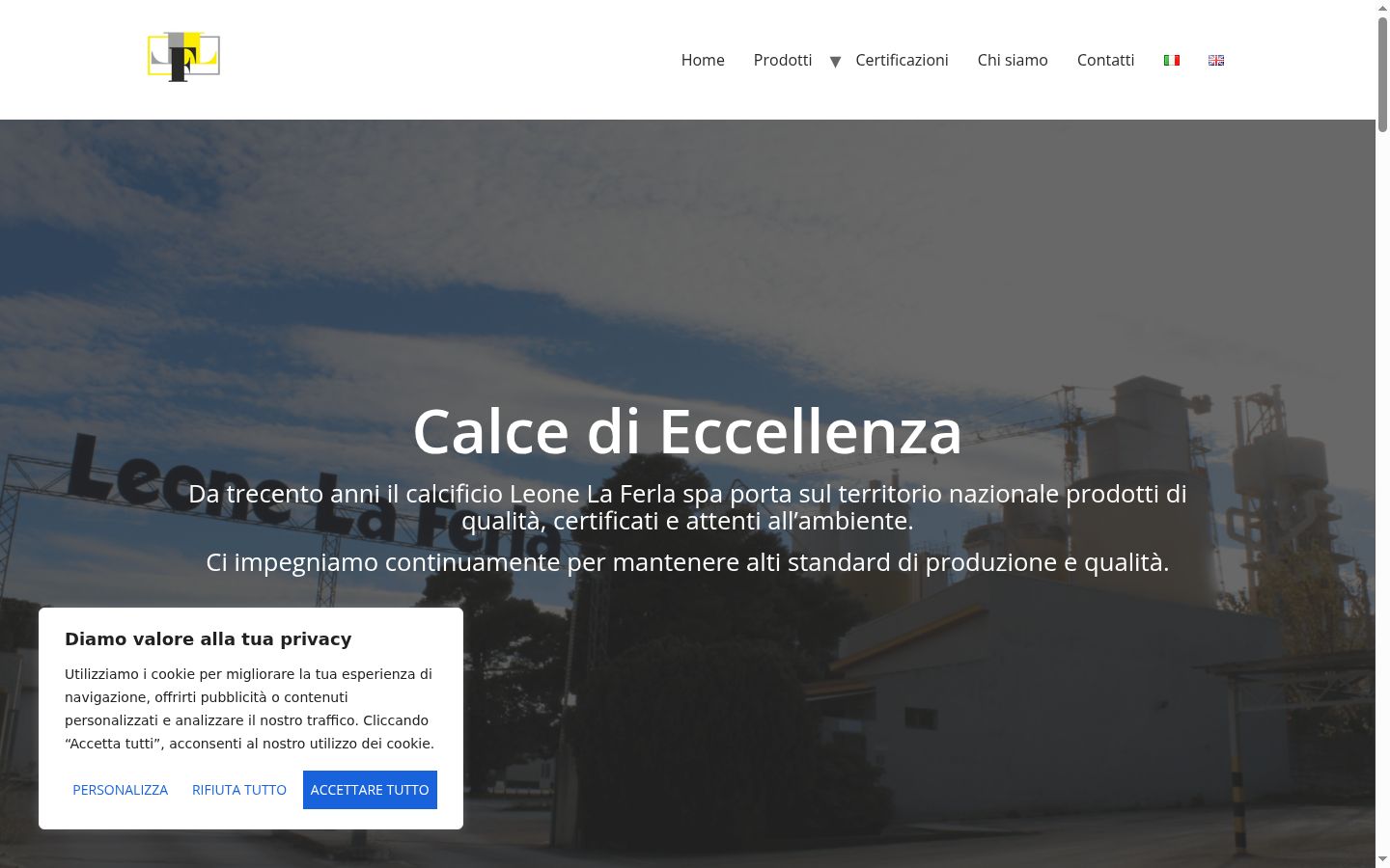 Screenshot del banner di consenso mostrato prima di qualsiasi interazione