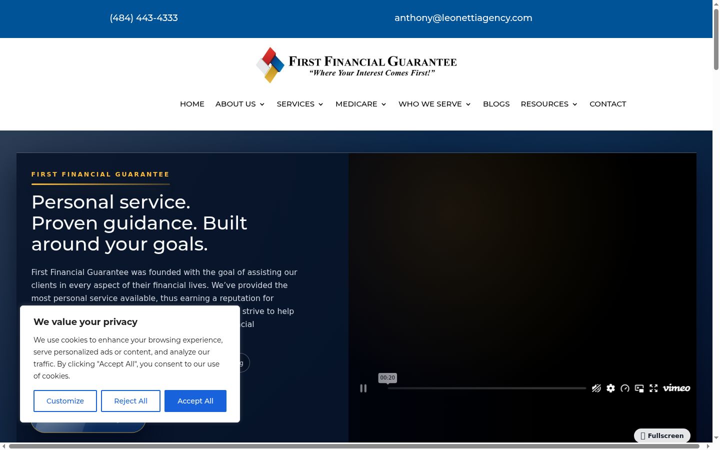 Screenshot del banner di consenso mostrato prima di qualsiasi interazione