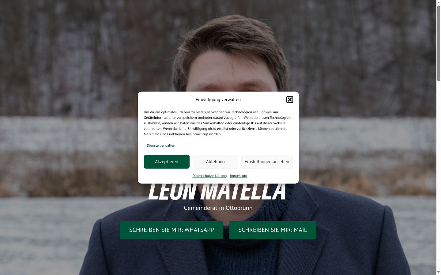 Screenshot del banner di consenso mostrato prima di qualsiasi interazione