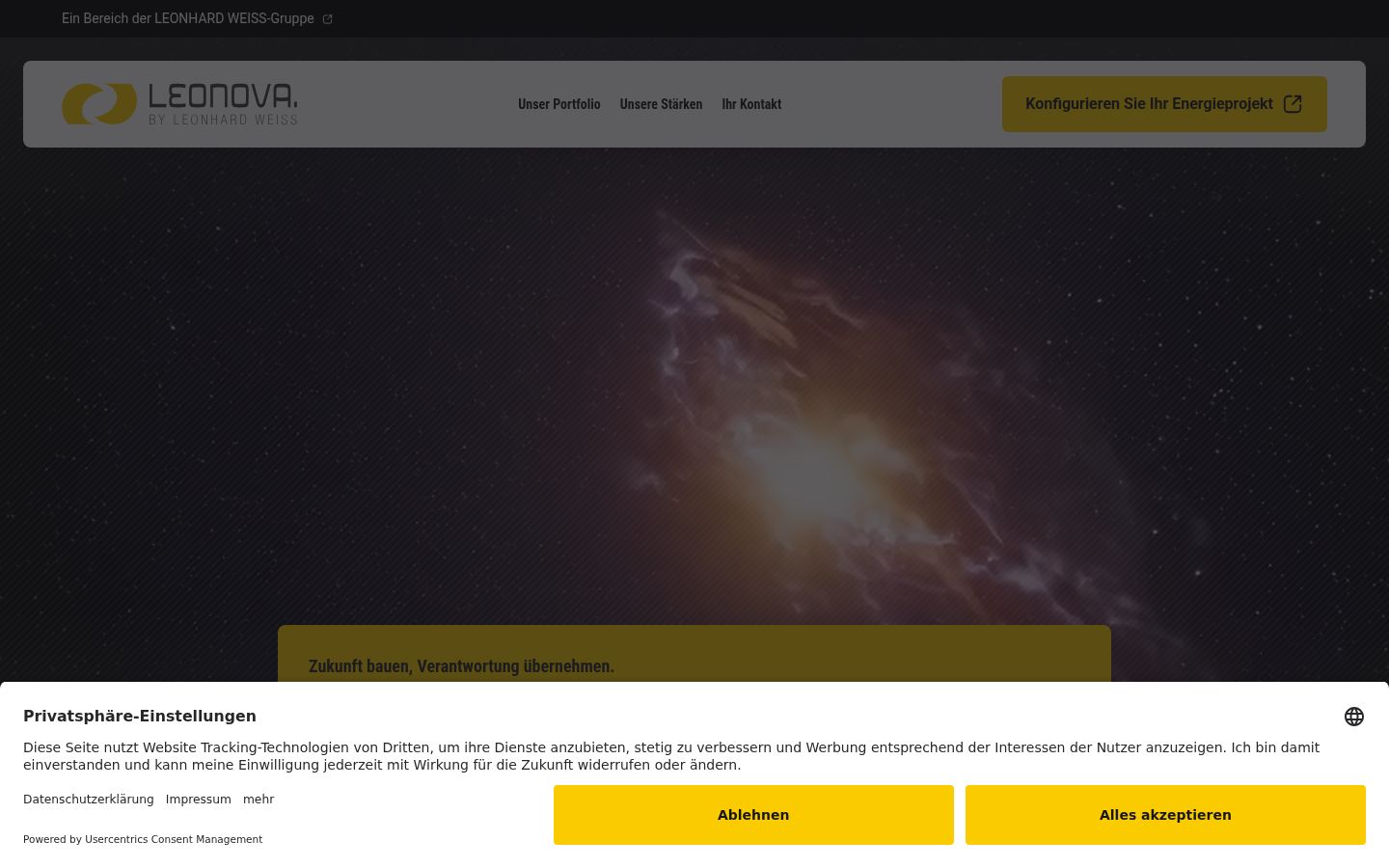 Screenshot del banner di consenso mostrato prima di qualsiasi interazione