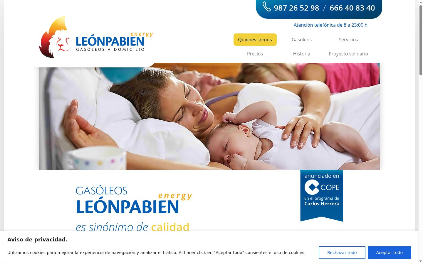 Screenshot del banner di consenso mostrato prima di qualsiasi interazione