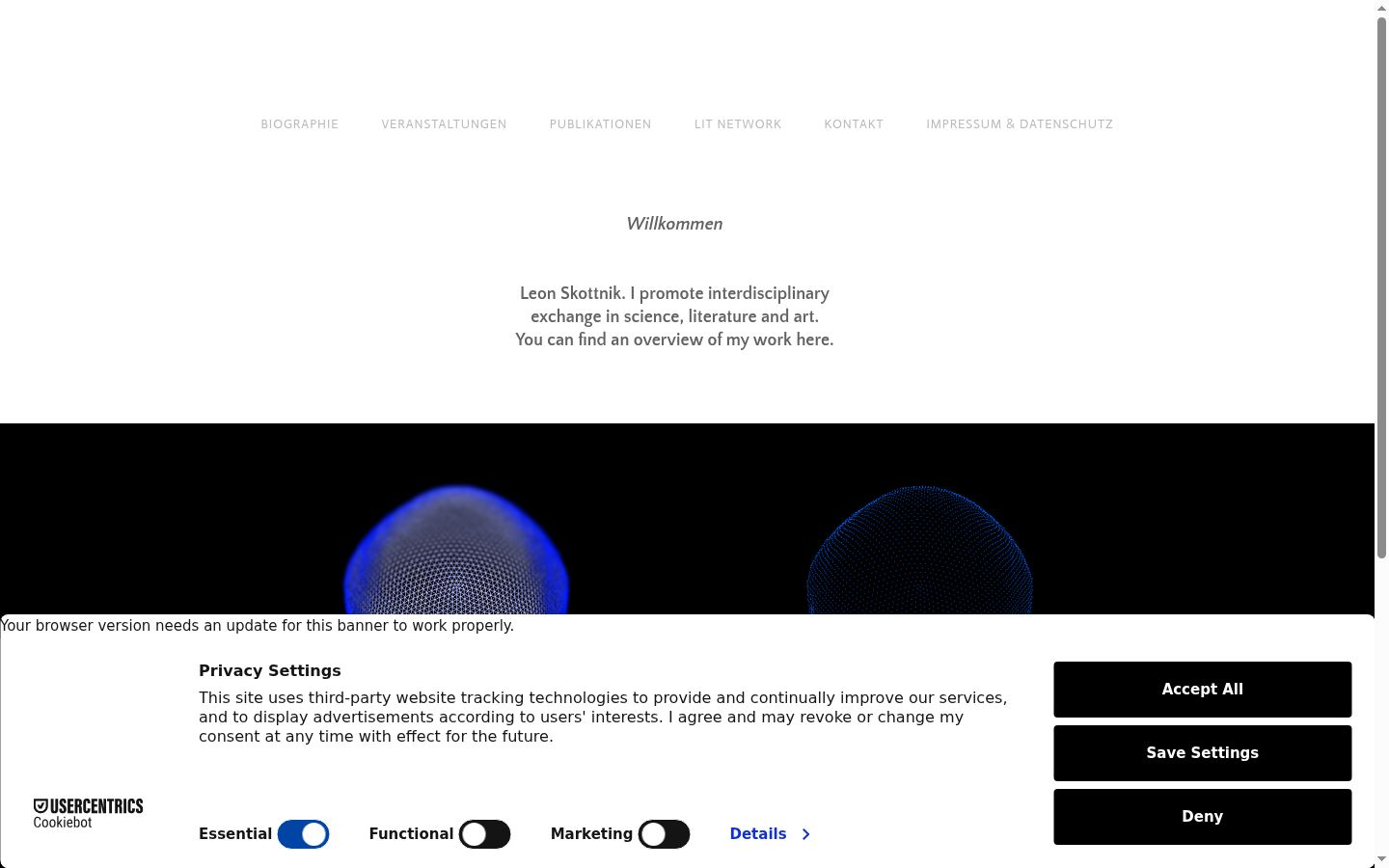 Screenshot del banner di consenso mostrato prima di qualsiasi interazione