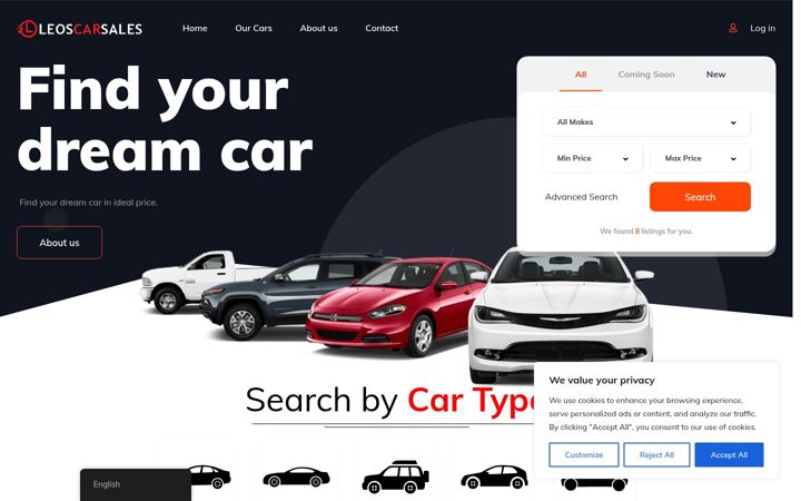 Screenshot of leoscarsales.com