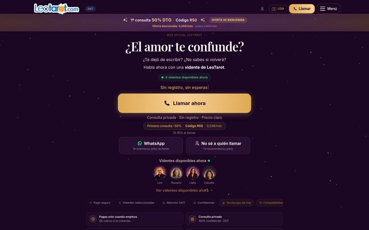 Screenshot of leotarot.com
