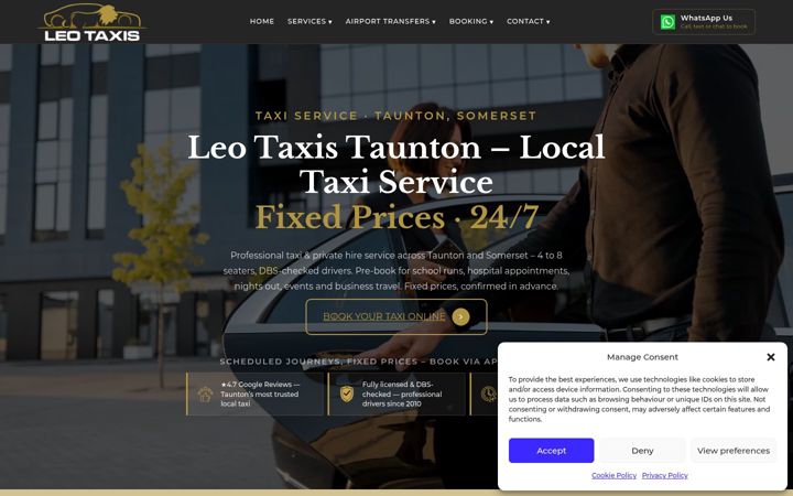 Screenshot of leotaxis.co.uk