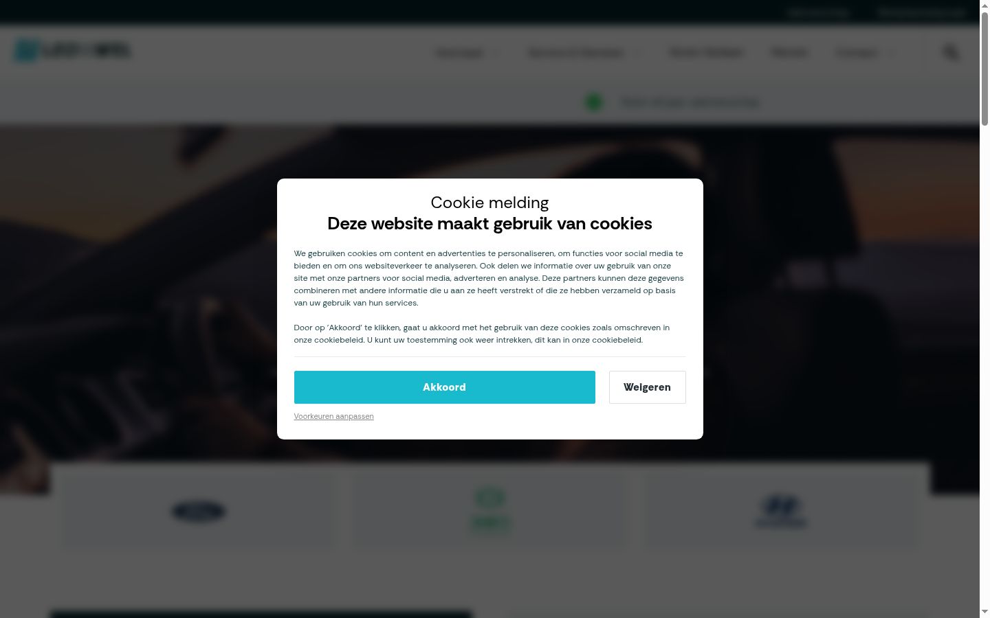 Screenshot del banner di consenso mostrato prima di qualsiasi interazione
