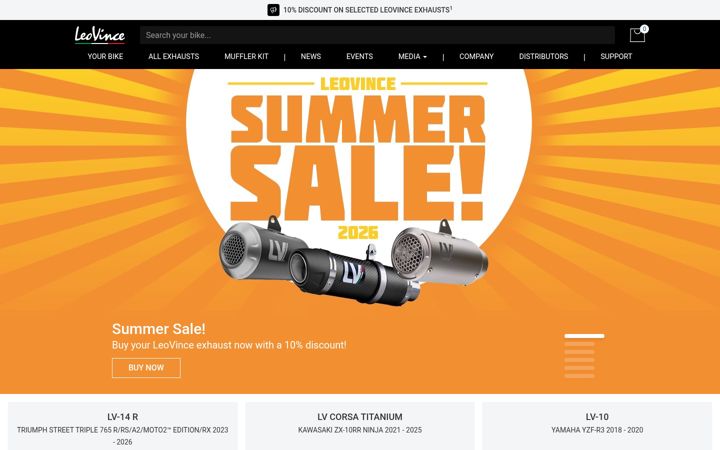 Screenshot of leovince.com