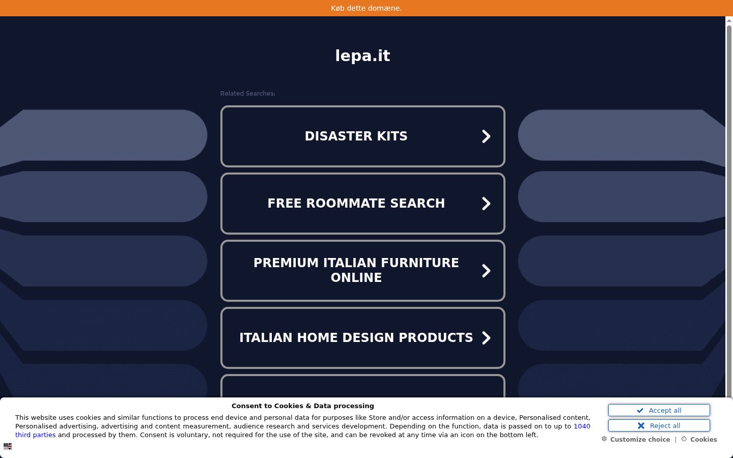 Screenshot del banner di consenso mostrato prima di qualsiasi interazione
