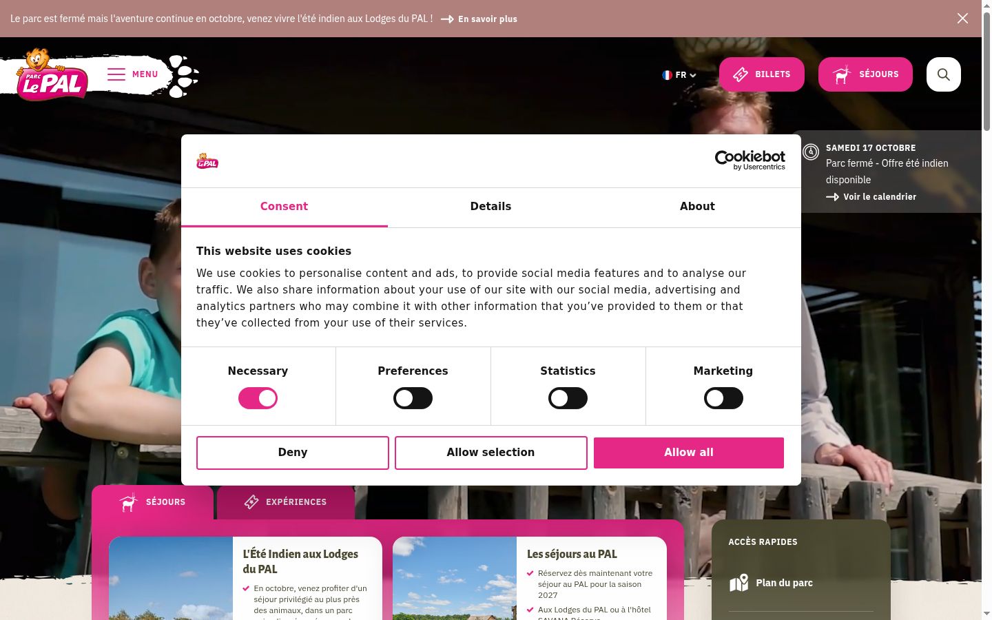 Screenshot of the consent banner shown before any interaction