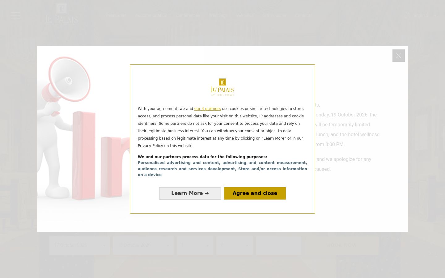 Screenshot del banner di consenso mostrato prima di qualsiasi interazione