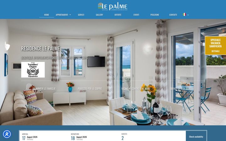 Screenshot of lepalmesanvitolocapo.com