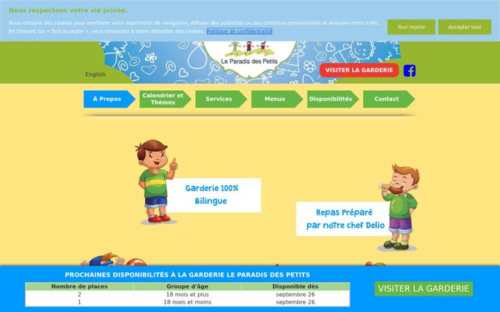 Screenshot of leparadisdespetits.ca
