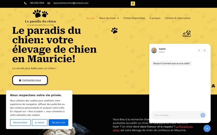 Screenshot of leparadisduchien.ca