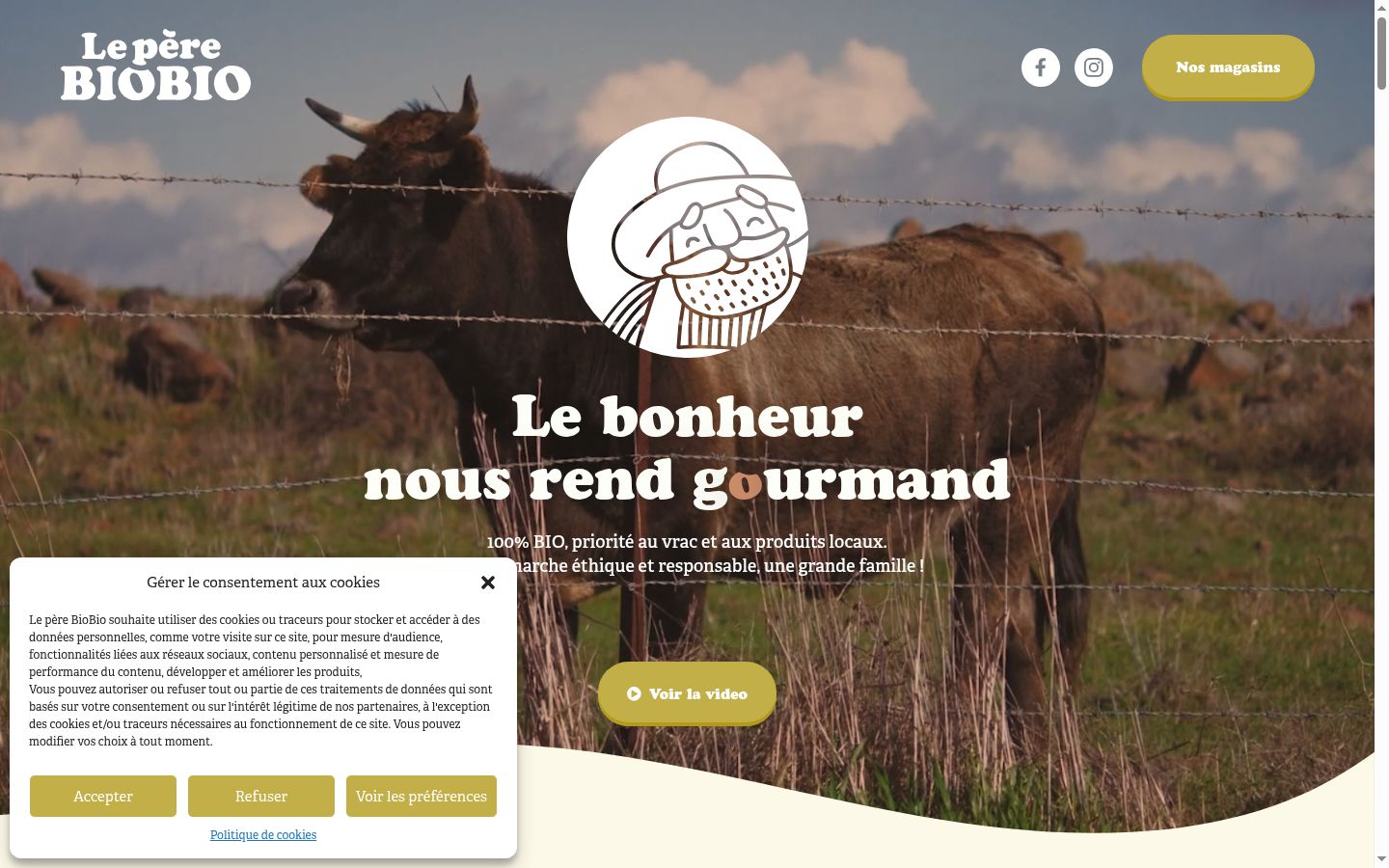 Capture d'écran de la bannière de consentement affichée avant toute interaction