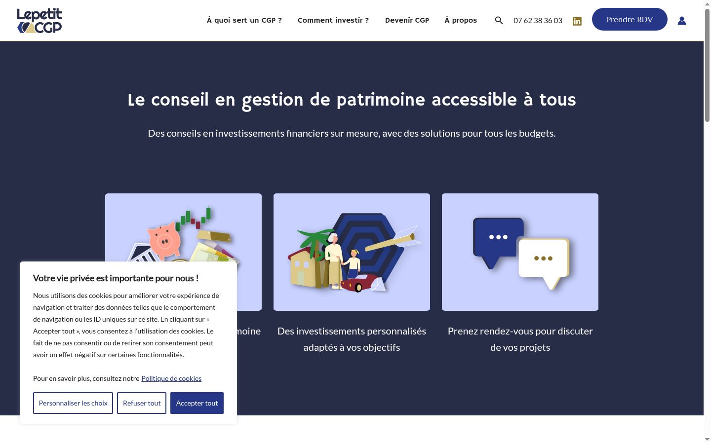 Screenshot del banner di consenso mostrato prima di qualsiasi interazione