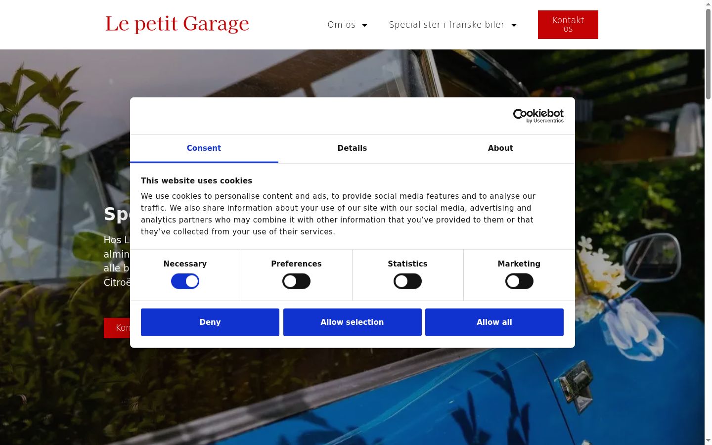Screenshot of the consent banner shown before any interaction