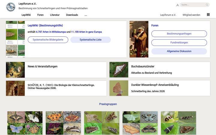 Screenshot of lepiforum.org