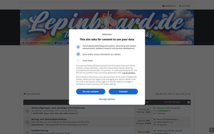 Screenshot of lepinboard.de