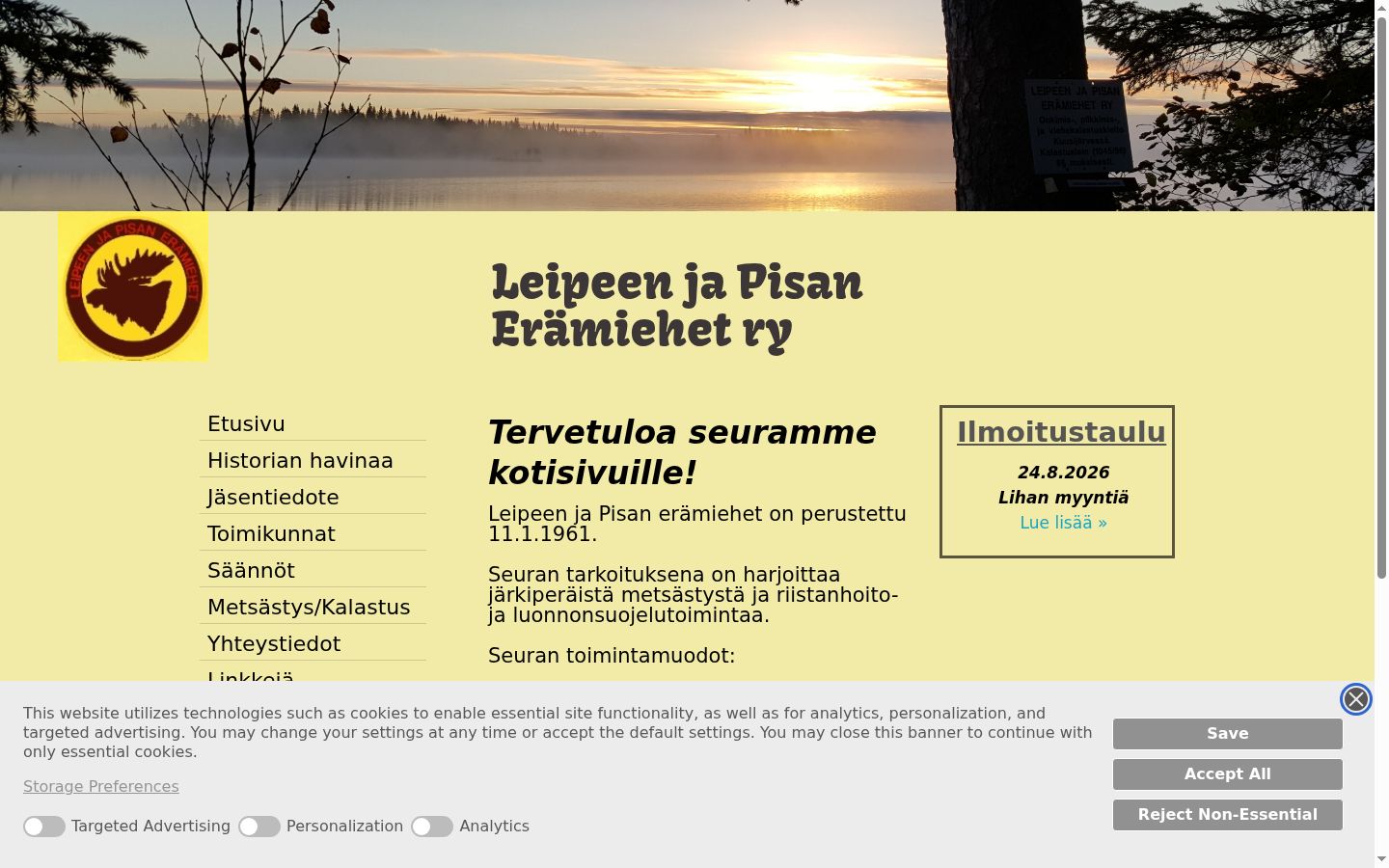 Skærmbillede af samtykkebanneret, som det blev vist før nogen interaktion