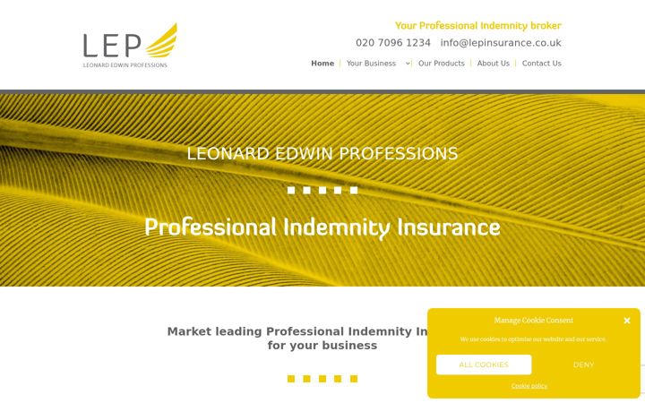 Screenshot of lepinsurance.co.uk