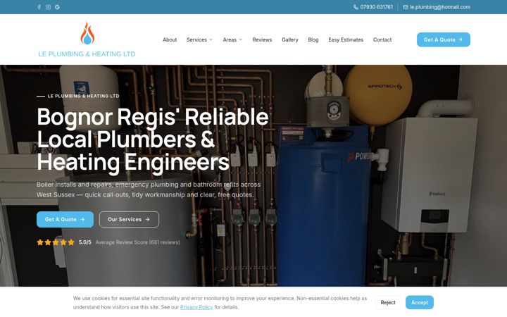 Screenshot of leplumbingandheatingltd.co.uk