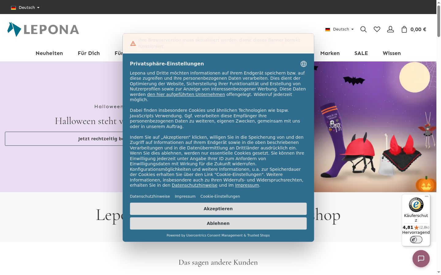 Screenshot van de toestemmingsbanner zoals getoond vóór enige interactie