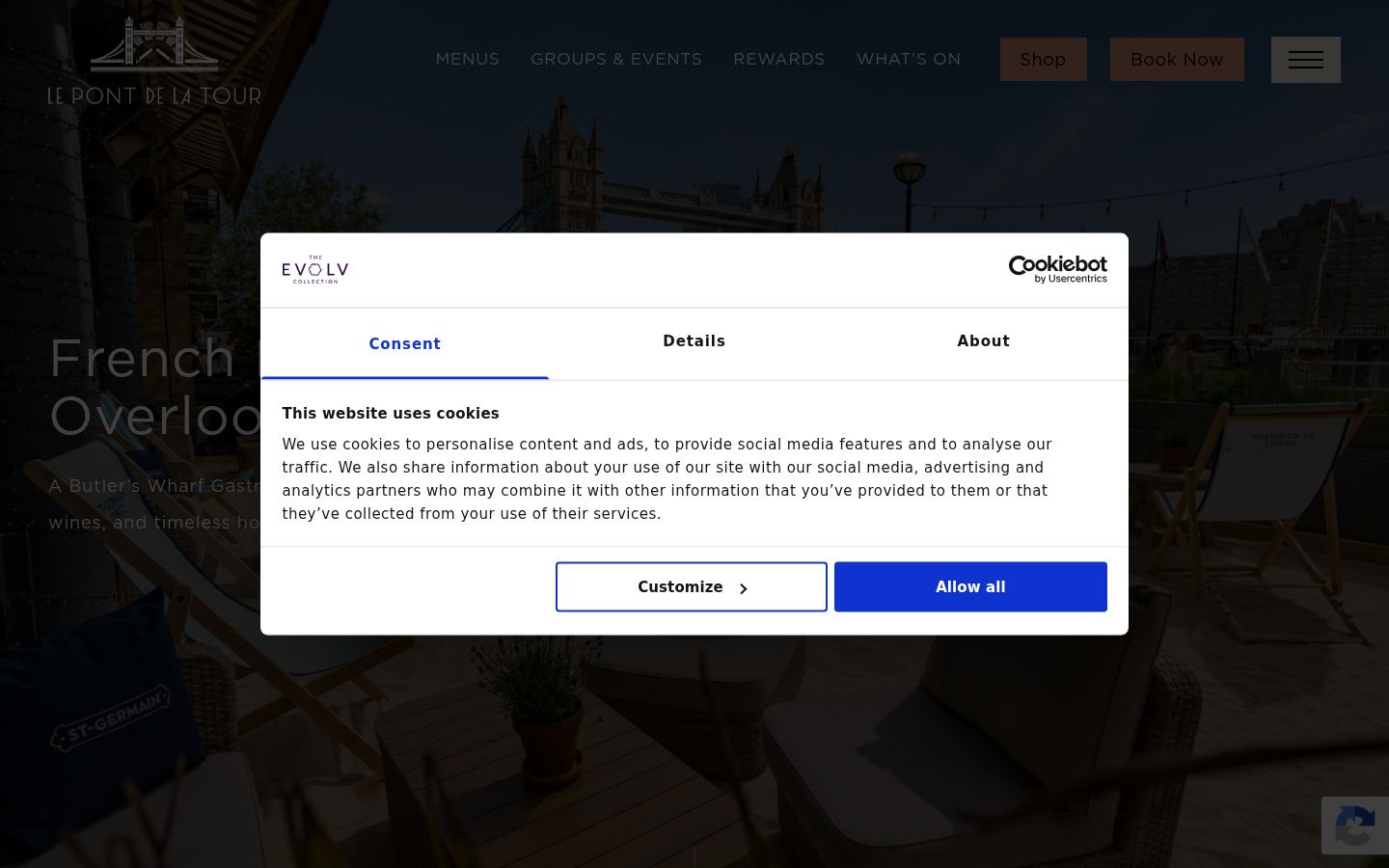 Screenshot of the consent banner shown before any interaction
