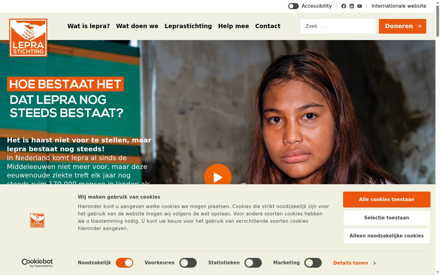 Screenshot del banner di consenso mostrato prima di qualsiasi interazione