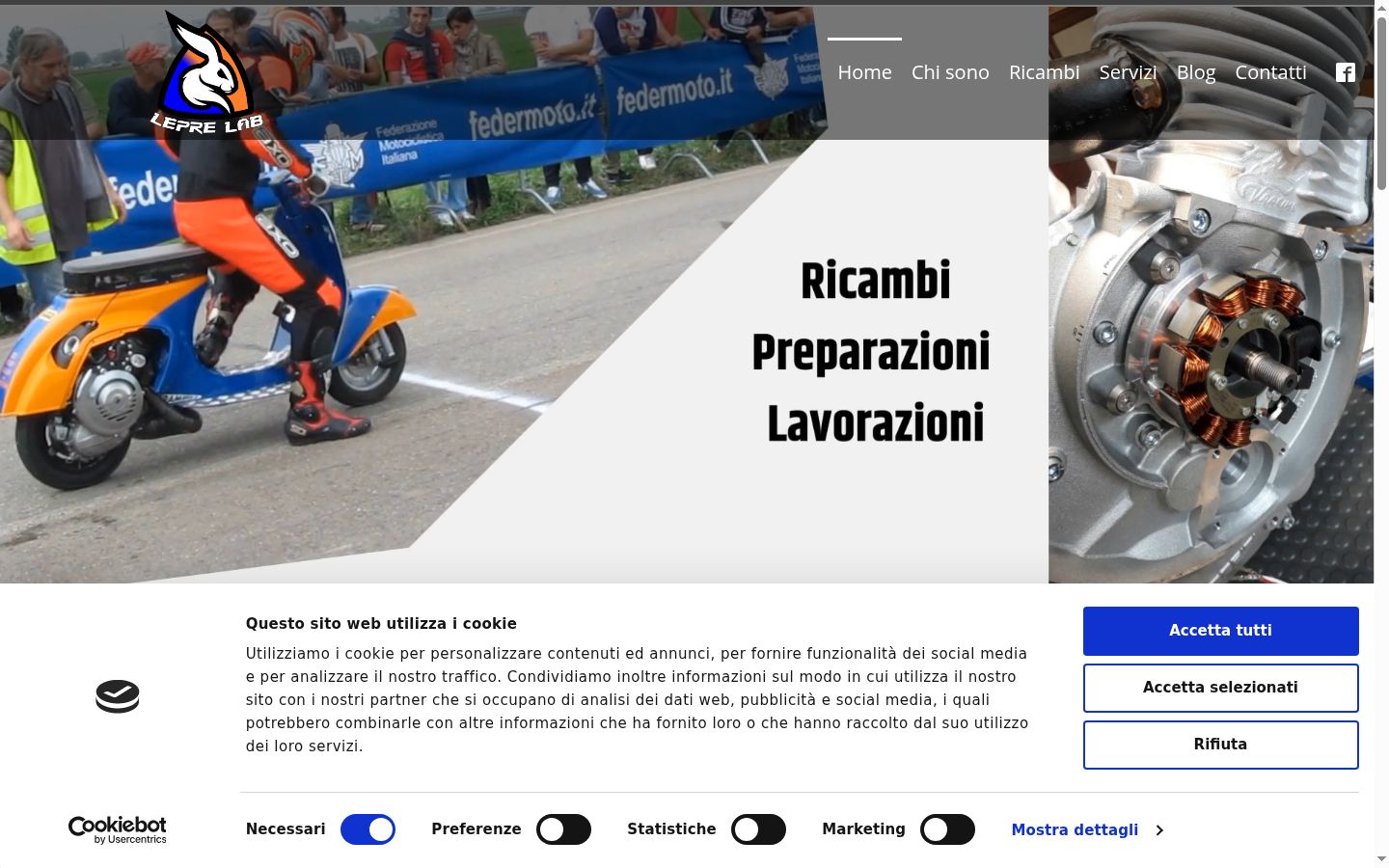 Screenshot del banner di consenso mostrato prima di qualsiasi interazione