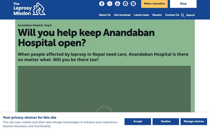 Screenshot of leprosymission.org.uk