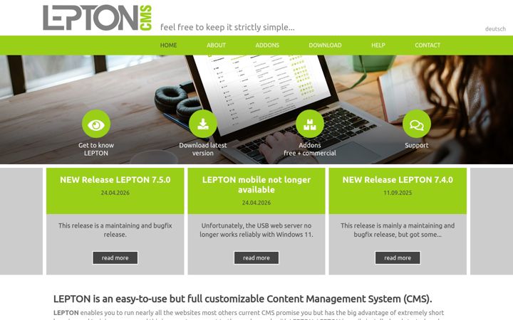 Screenshot of lepton-cms.org