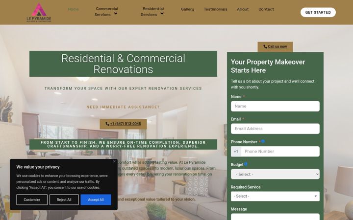 Screenshot of lepyramidebuilders.ca