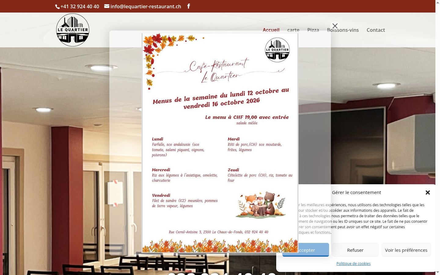 Captura de pantalla del banner de consentimiento mostrado antes de cualquier interacción