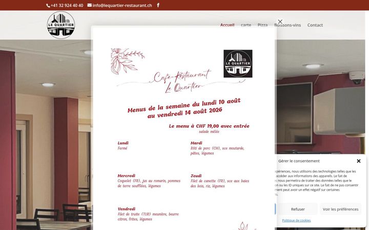 Screenshot of lequartier-restaurant.ch