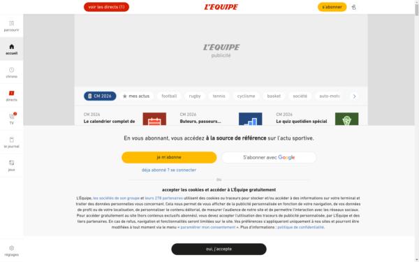 Screenshot of lequipe.fr