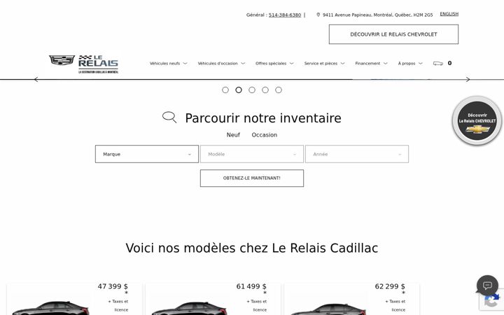 Screenshot of lerelaiscadillac.com