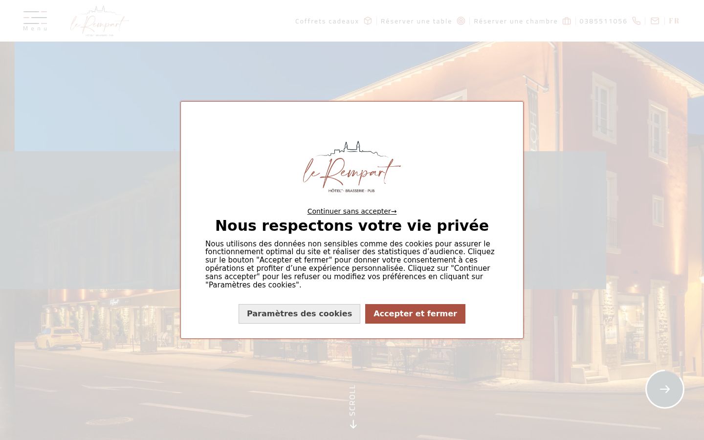 Screenshot of the consent banner shown before any interaction