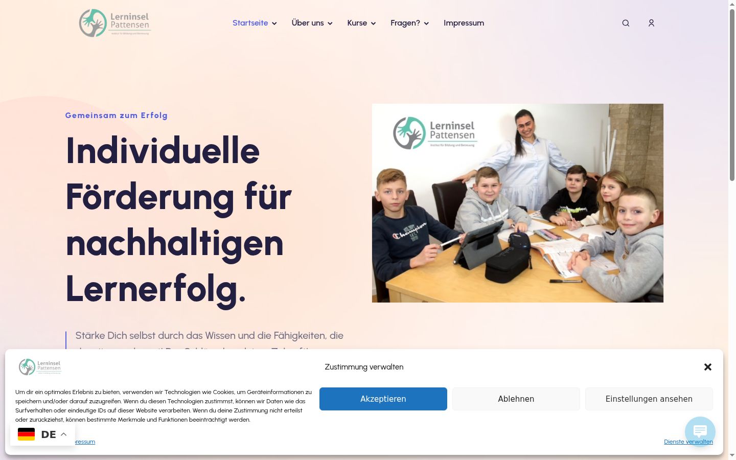 Screenshot des Einwilligungsbanners vor jeglicher Interaktion
