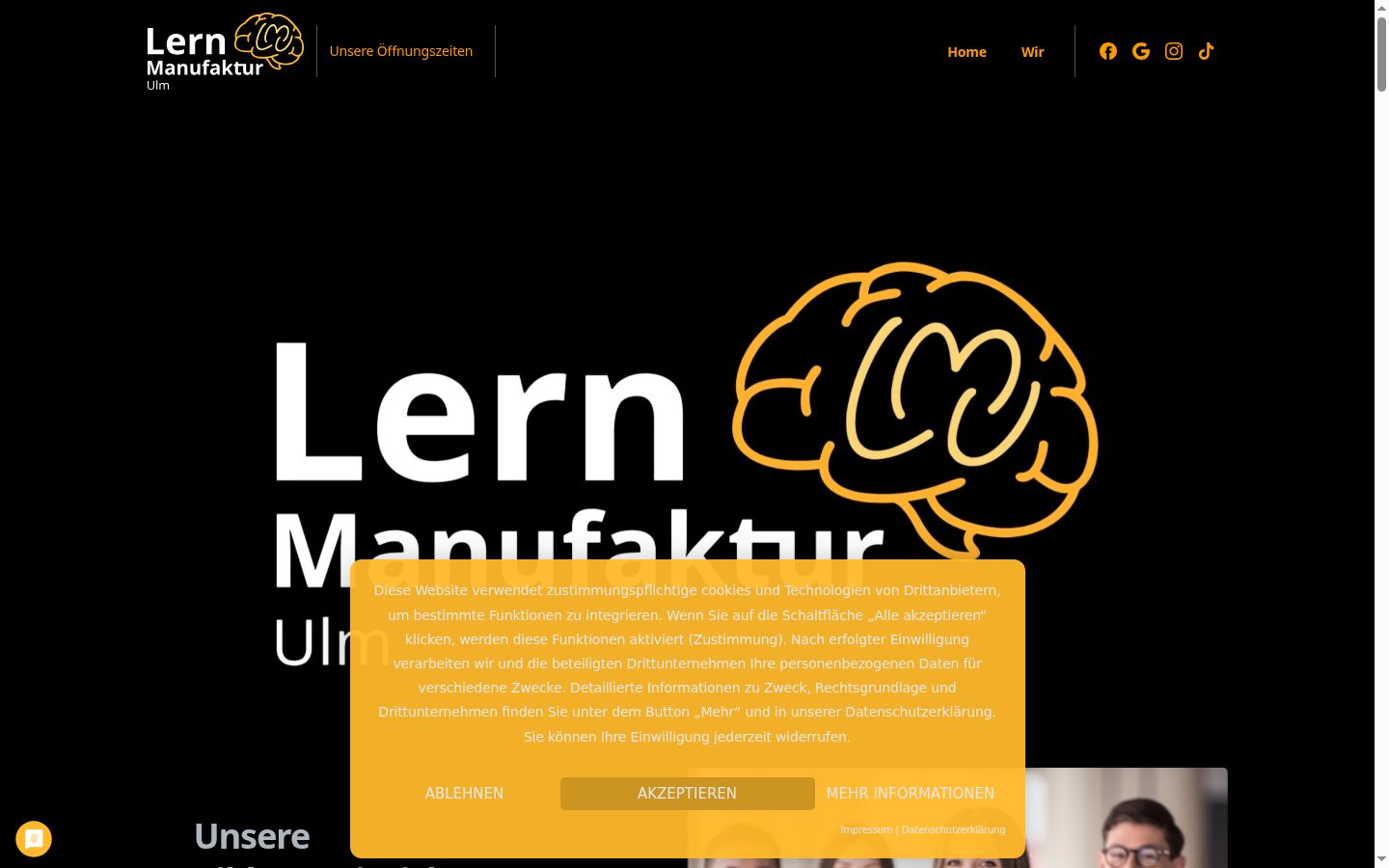 Screenshot des Einwilligungsbanners vor jeglicher Interaktion