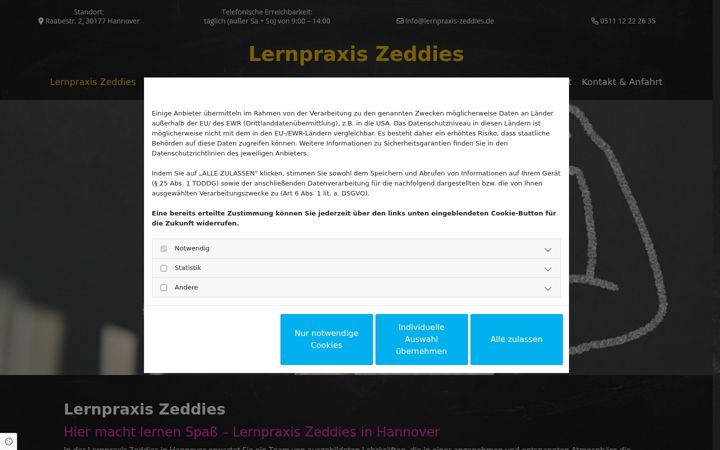 Screenshot of lernpraxis-zeddies.de